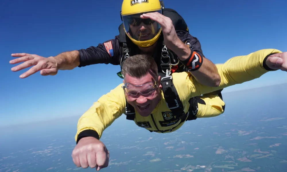 Superintendent Clayton Burch skydives with the Army's Golden Knights