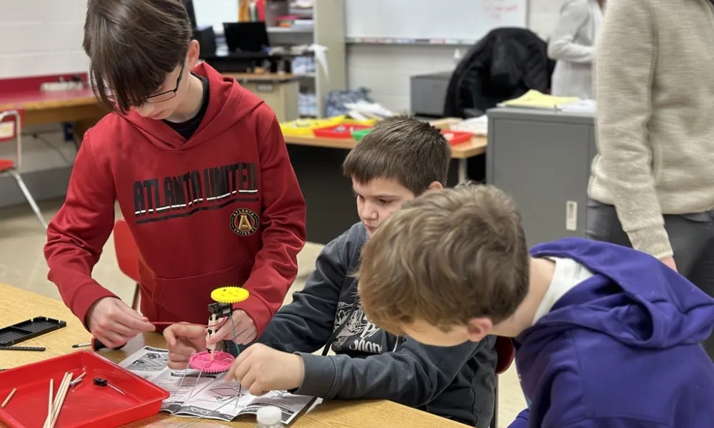 Students working on a project.