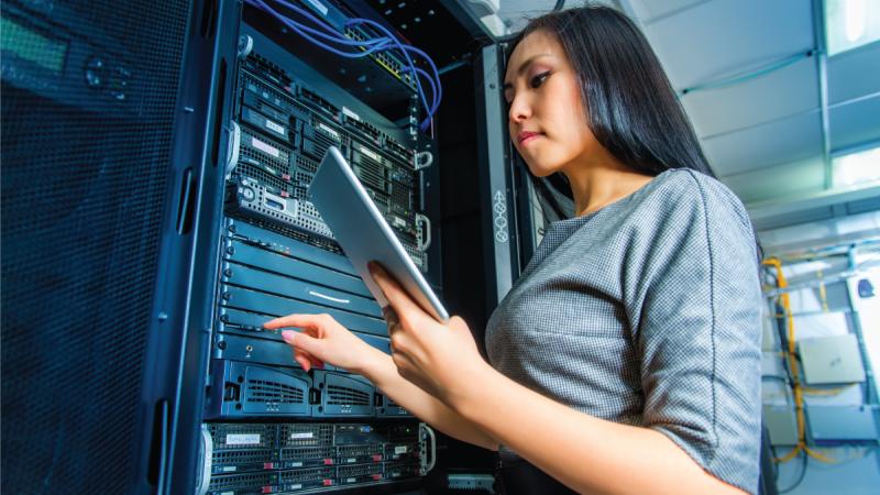 Women working on technology. 