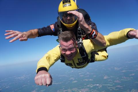 Superintendent Clayton Burch skydives with the Army's Golden Knights