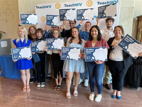 High school students participating in the Grow Your Own Pathway to Teaching are pictured with thought bubbles that will encourage them throughout their journey to teaching.