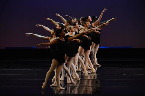 A dance team doing a ballet dance.